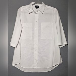 Armani Jeans White Button Down Shirt 3/4 Sleeves